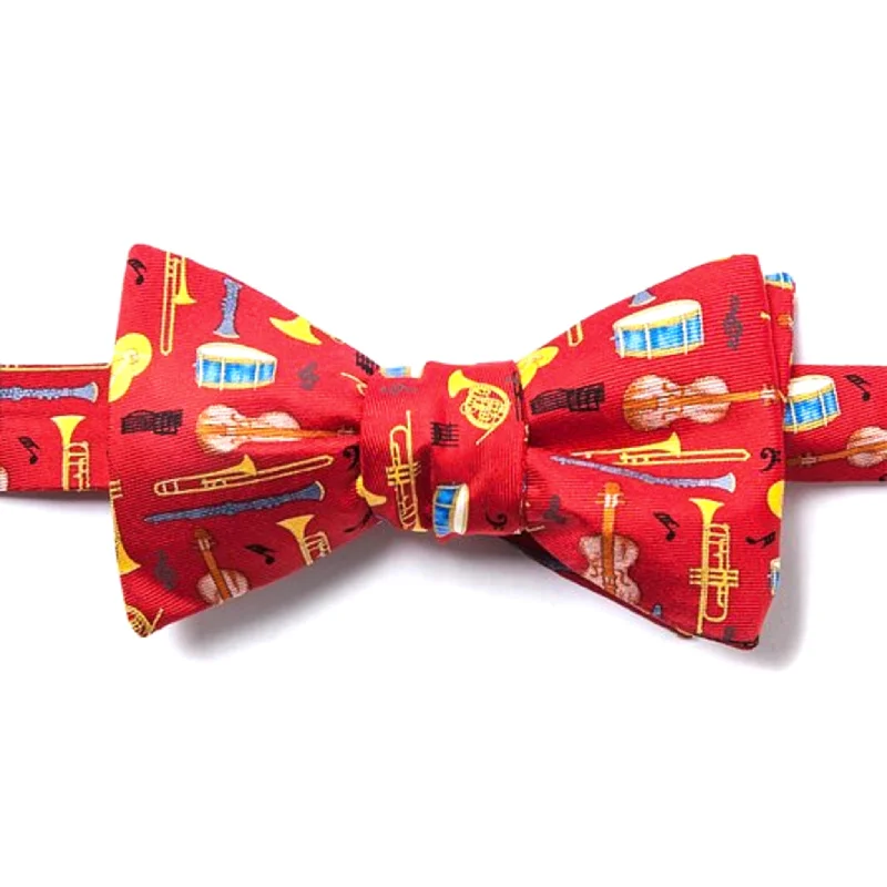 stylish wedding necktie ideas for men-Musical Instruments Bow Tie, Red