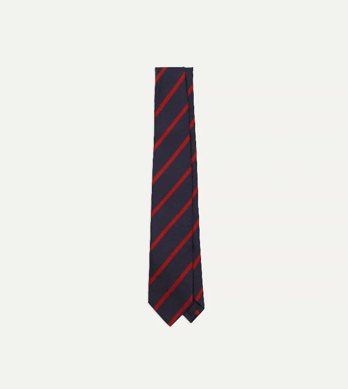 elegant wedding silk necktie combinations-Navy and Red Stripe Repp Silk Tie