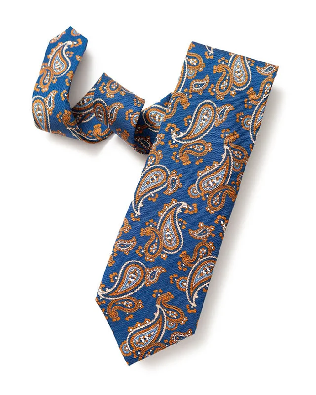 elegant silk necktie designs for office wear-Navy Printed Paisley Tie