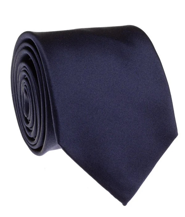 premium silk wedding necktie ideas-Navy Satin Tie