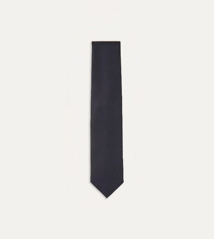 stylish silk ties for office meetings-Navy Silk Twill Tipped Tie