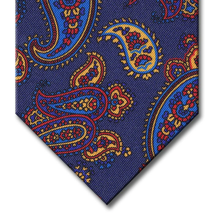 stylish patterned neckties for weddings-Navy with Blue and Red Paisley Tie