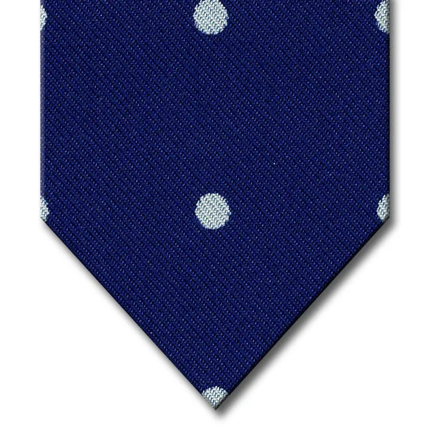 stylish business silk necktie ideas-Navy with White Dot Pattern Tie