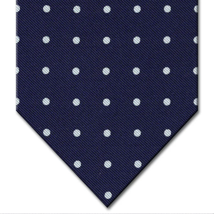 affordable silk necktie combinations for men-Navy with White Dot Pattern Tie