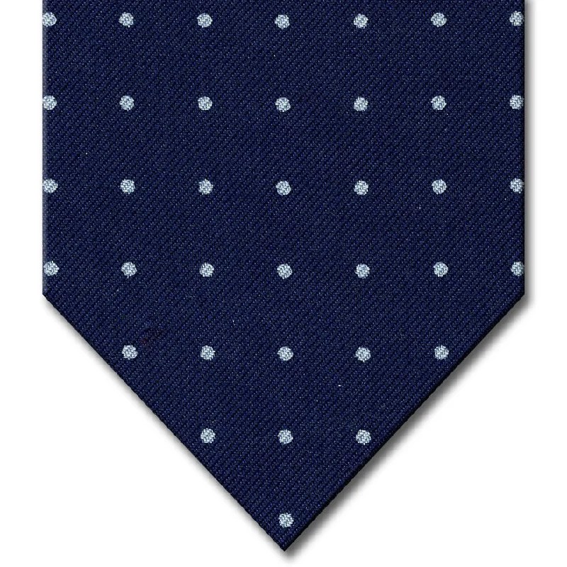 elegant silk necktie designs for office wear-Navy with White Dot Pattern Tie