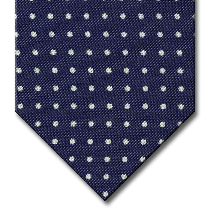 premium silk wedding necktie ideas-Navy with White Dot Pattern Tie