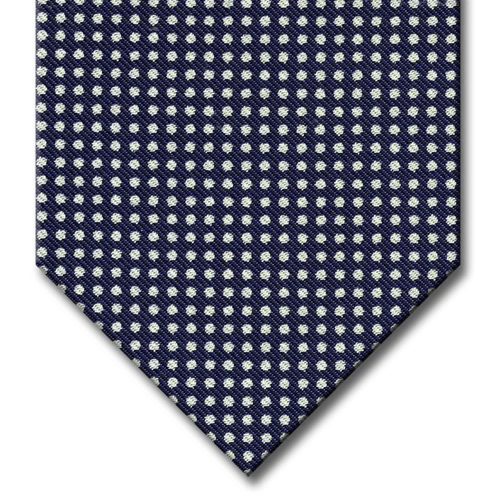 affordable silk necktie designs for formal events-Navy with White Dot Pattern Tie