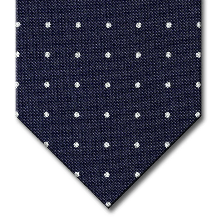 silk necktie ideas for wedding celebrations-Navy with White Dot Pattern Tie