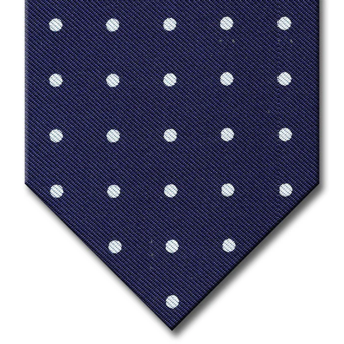 high-end silk necktie designs for weddings-Navy with White Dot Pattern Tie