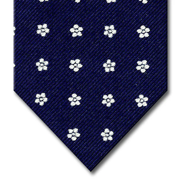 fashionable silk necktie ideas for men-Navy with white Floral Pattern Tie