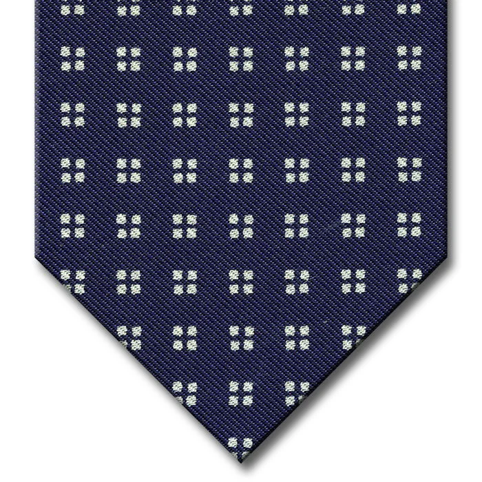 modern silk necktie designs for business wear-Navy with White Geometric Pattern Tie