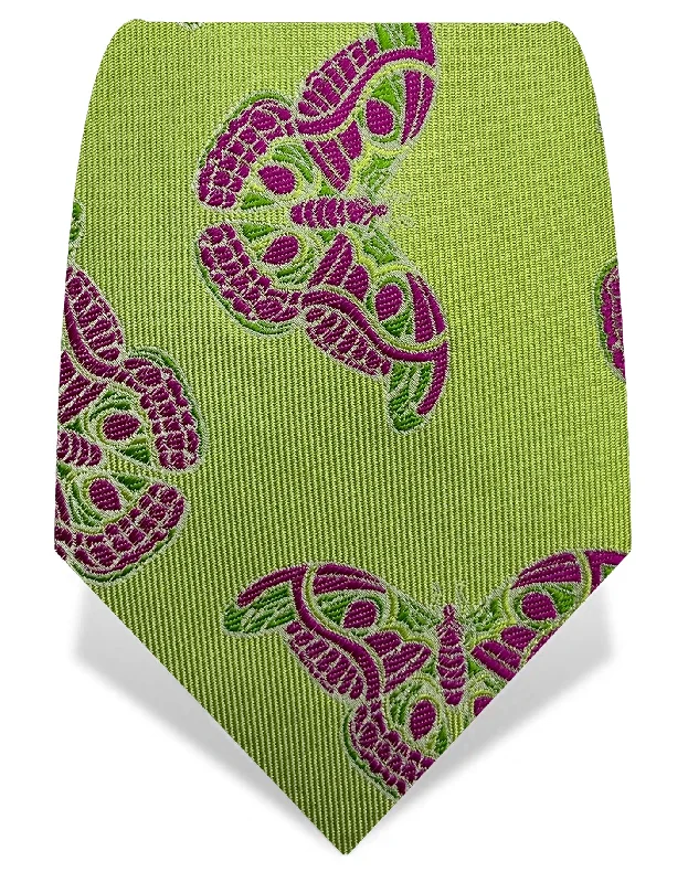 high-quality silk necktie designs for business wear-Neon Green Moth Tie