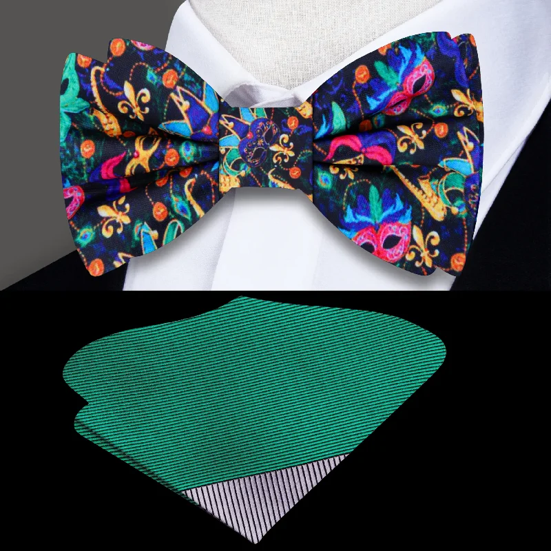 unique silk necktie combinations for men-Mardi Gras Masks Bow Tie