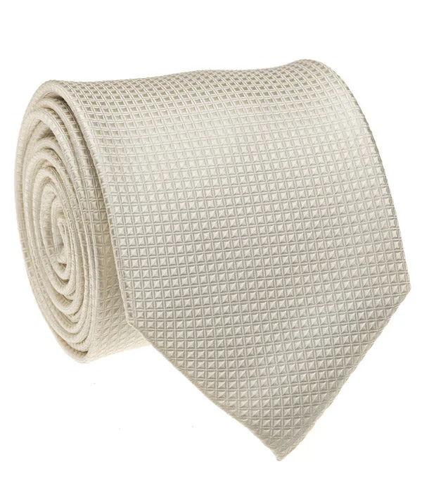 business silk tie options for formal events-Off White Solid Grid Tie