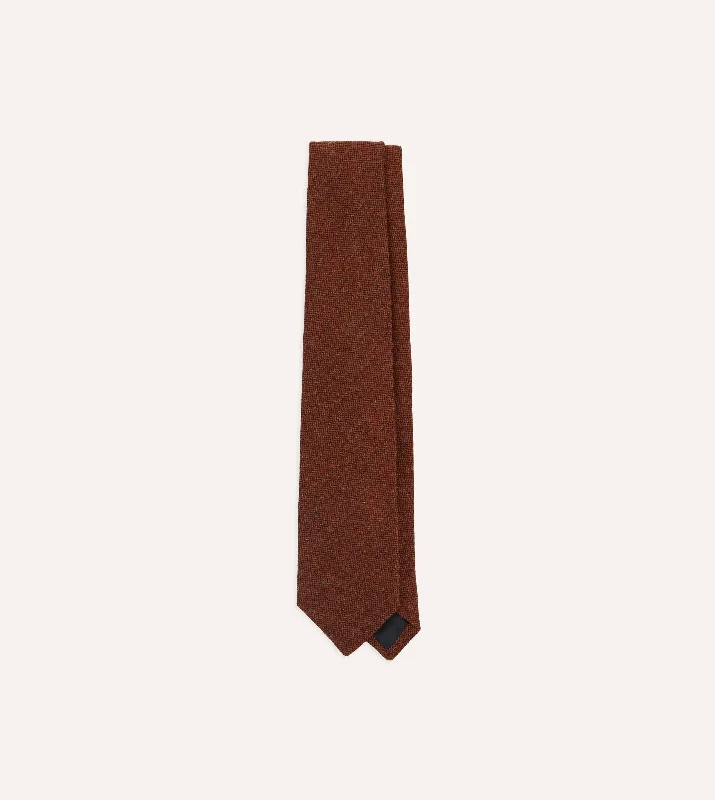 modern wedding silk necktie ideas-Orange Shetland Wool Tipped Tie