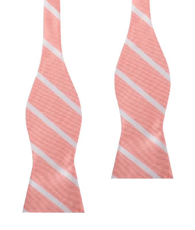 luxury silk necktie designs for men’s weddings-Peach Striped Self Bow Tie