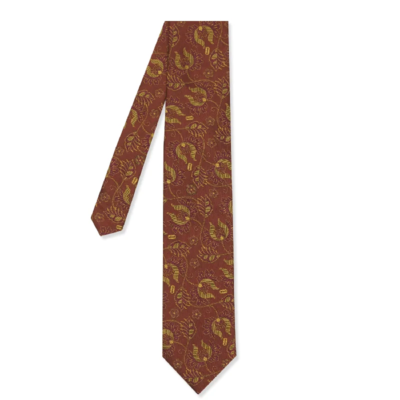 high-end wedding silk necktie designs-Peaky Blinders Gold & Red Paisley Tie