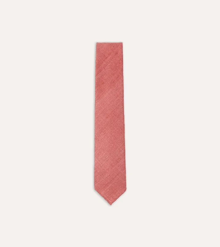 high-quality silk necktie designs for business wear-Pink Tussah Hand Rolled Silk Tie