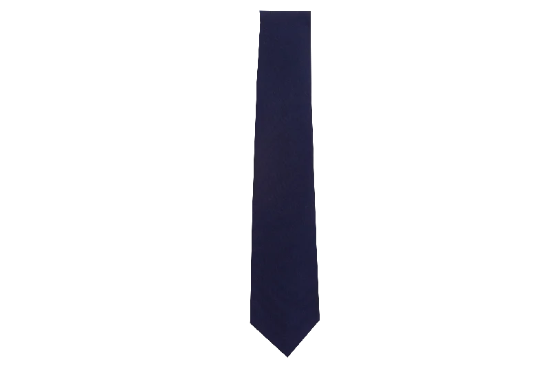 elegant wedding silk necktie designs for men-Plain Tie - Navy