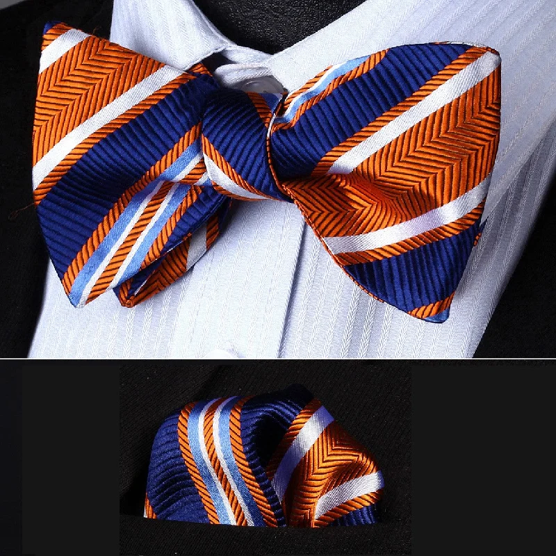 designer silk necktie ideas for weddings-Delta Stripe Bow Tie