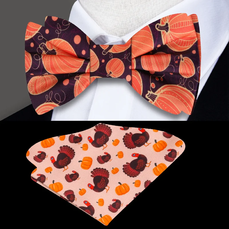 vibrant silk necktie options for business wear-Pumpkin Patch Bow Tie