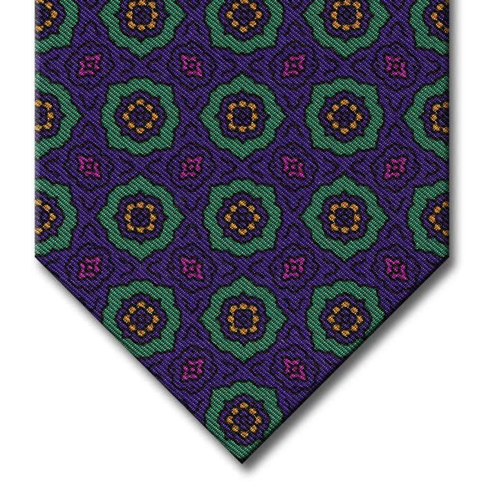 elegant wedding necktie designs for men-Purple and Green Medallion Tie