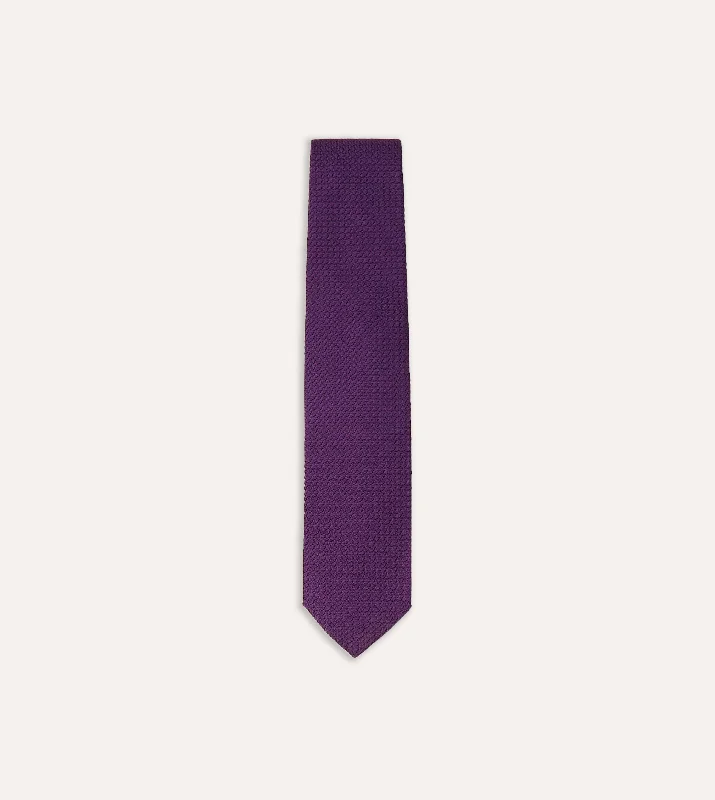 premium silk wedding necktie ideas-Purple Large Knot Grenadine Silk Tipped Tie