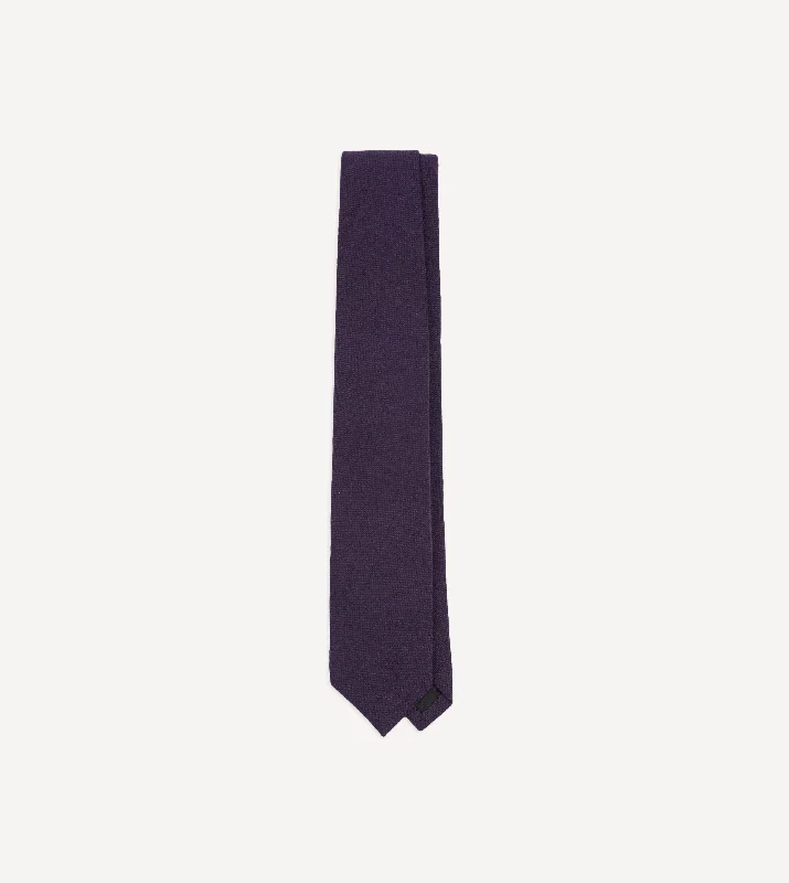 affordable designer silk necktie sets-Purple Pure Cashmere Solid Tipped Tie