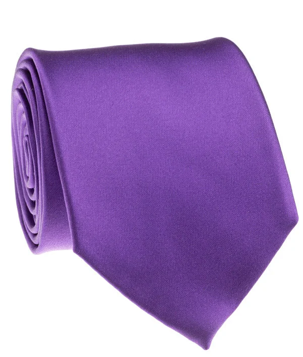 silk necktie designs for office events-Purple Satin Tie