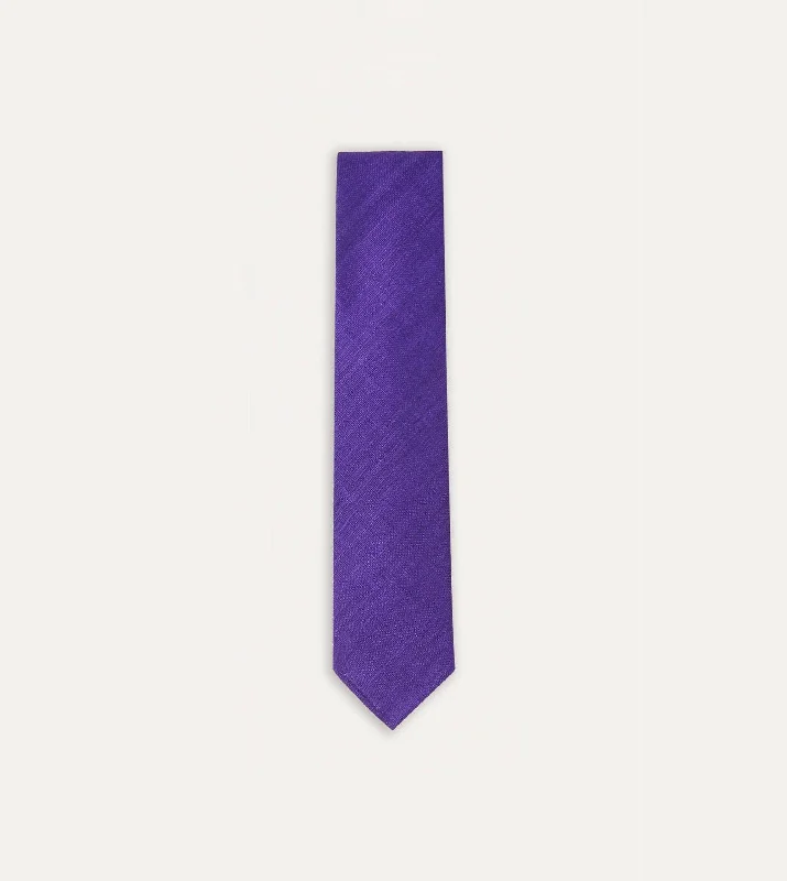 modern silk necktie colors for weddings-Purple Tussah Hand Rolled Silk Tie