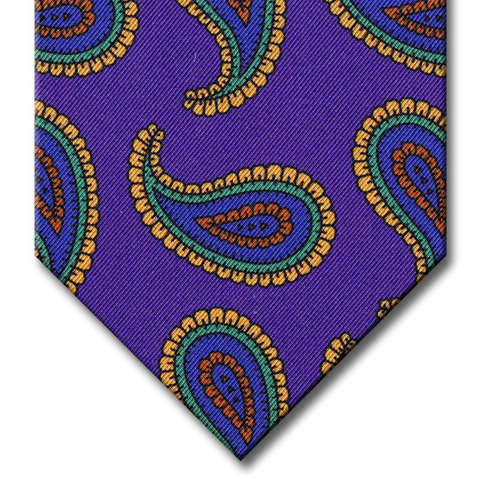 affordable silk necktie ideas for men-Purple with Blue and Gold Paisley Tie