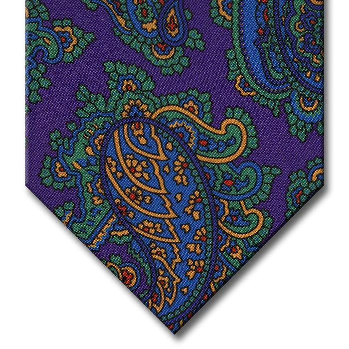 elegant wedding silk necktie combinations-Purple with Green and Blue Paisley Tie