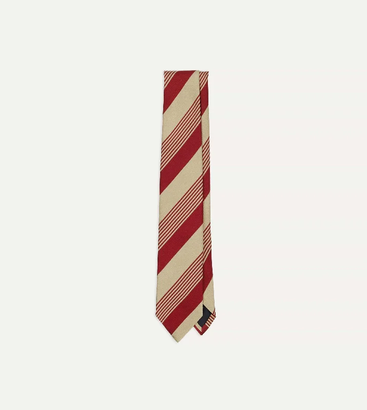 unique wedding silk necktie ideas-Red and Gold Multi Stripe Silk Tipped Tie