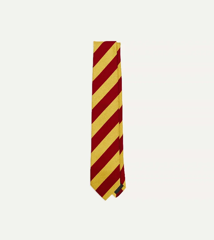 business silk bow ties for formal events-Red and Yellow Broad Stripe Silk Tipped Tie