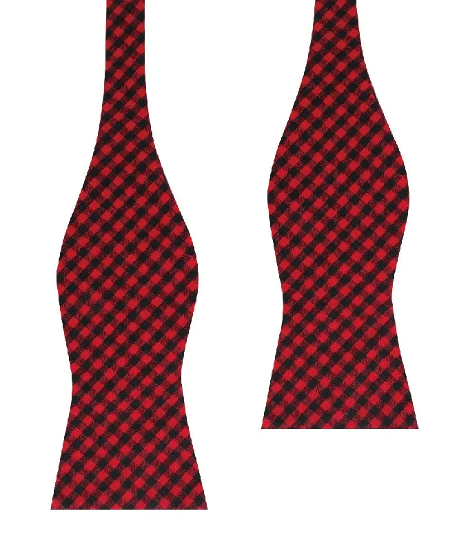 silk bow ties for office wear-Red Belfast Gingham Self Bow Tie