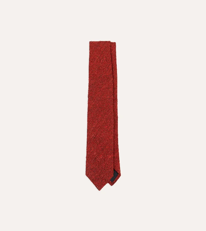 elegant silk bow ties for wedding parties-Red Herringbone Shantung Silk Tipped Tie