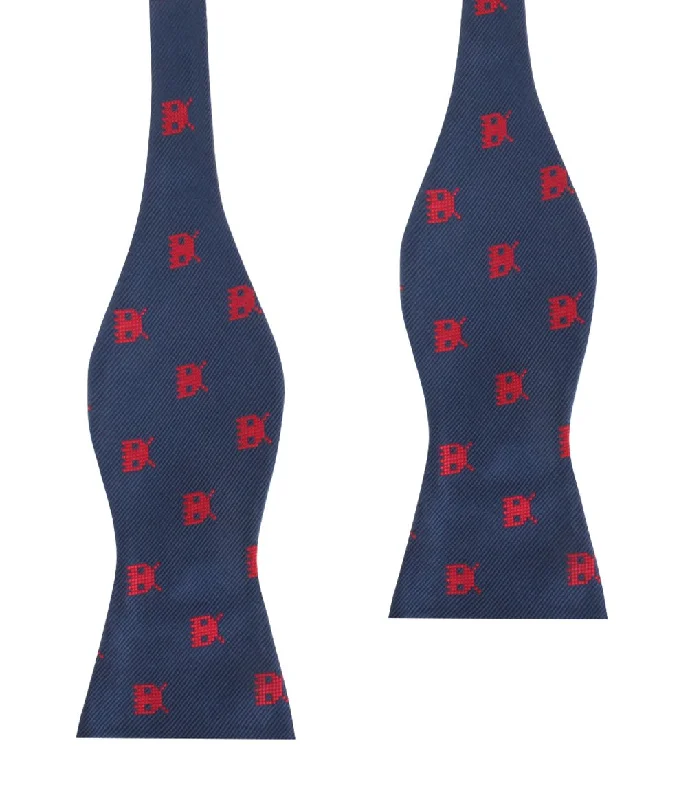 slim silk necktie combinations for weddings-Red Pixel Monster Self Bow Tie