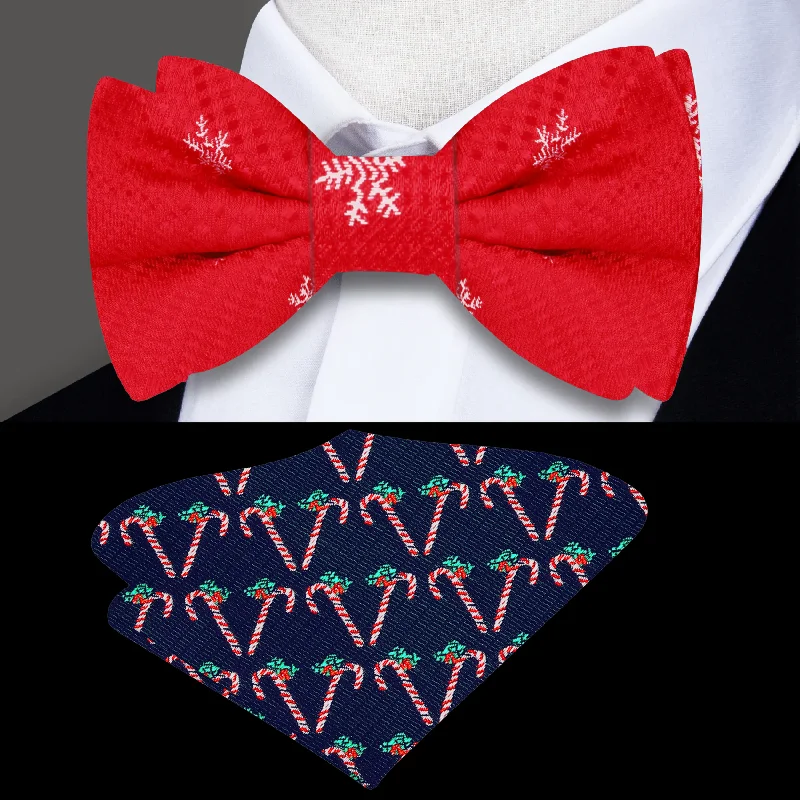 silk necktie ideas for professional events-Red Plaid with Snowflake Bow Tie