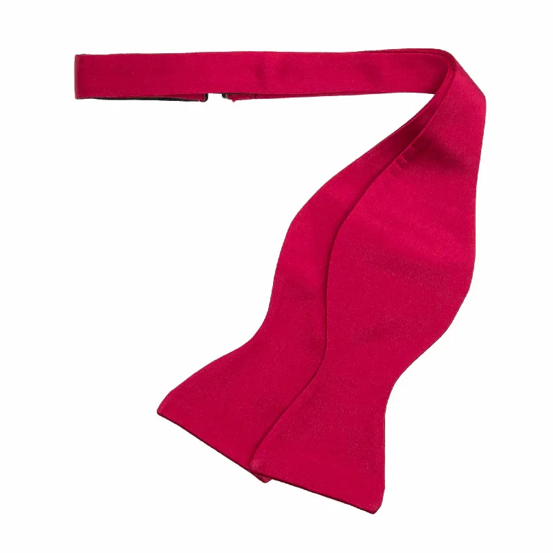 modern silk tie styles for weddings-Red Self-Tie Silk Satin Bow Tie