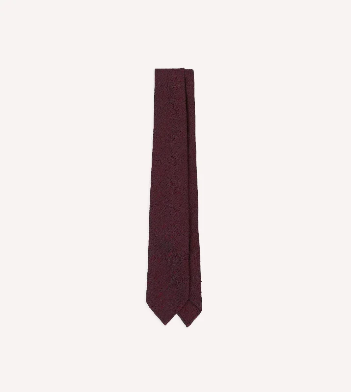 affordable silk necktie ideas for business-Red Shantung Silk Hand-Rolled Tie