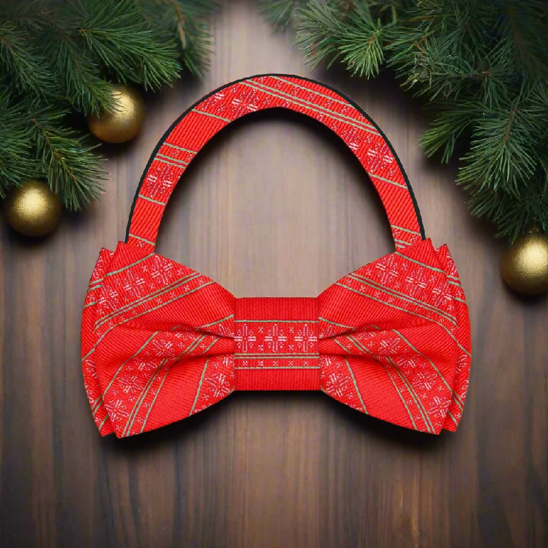 elegant silk necktie colors for weddings-Christmas Snowflake Bow Tie