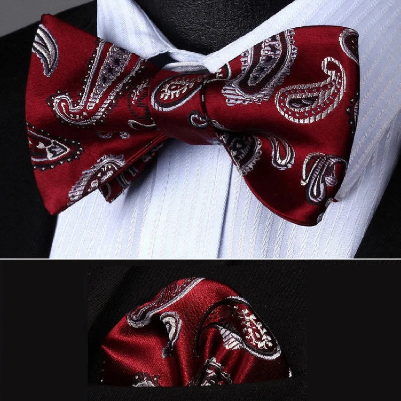 vibrant wedding necktie colors for men-Versatile Paisley Bow Tie