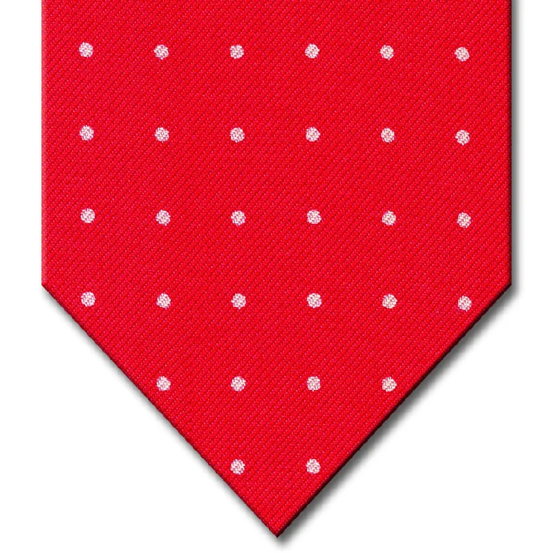 stylish wedding necktie ideas for men-Red with White Dot Pattern Tie