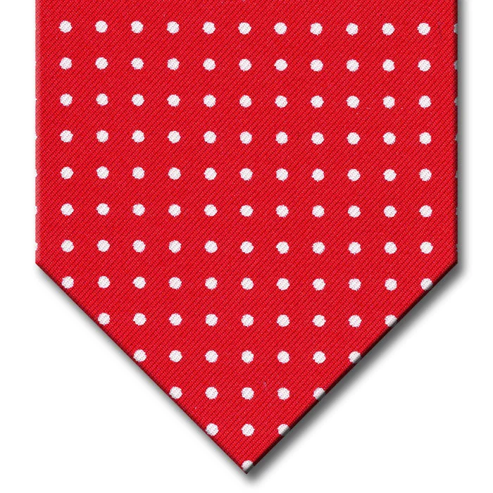 elegant silk necktie combinations for weddings-Red with White Dot Pattern Tie