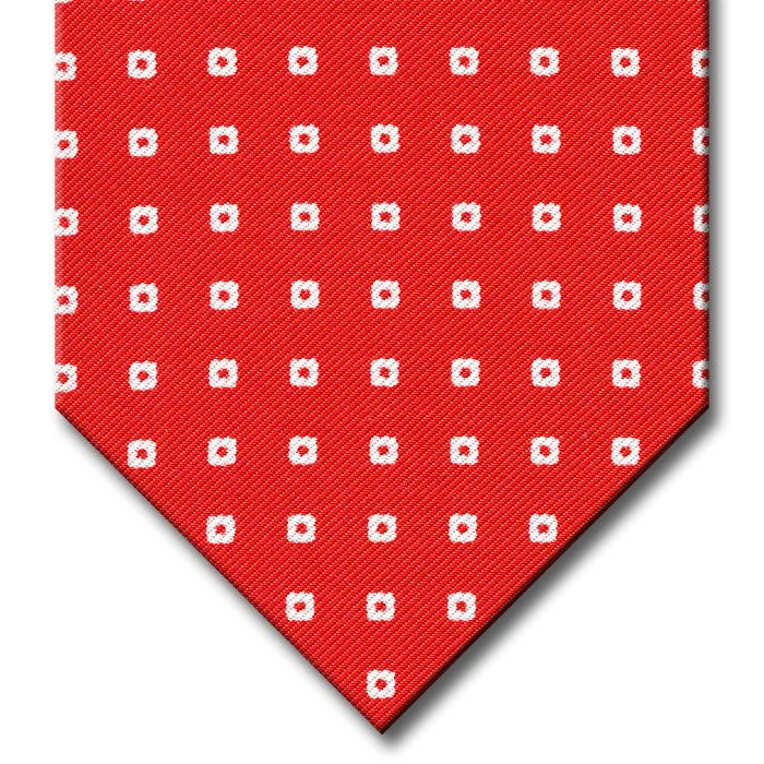 affordable silk wedding necktie packs-Red with White Geometric Pattern Tie