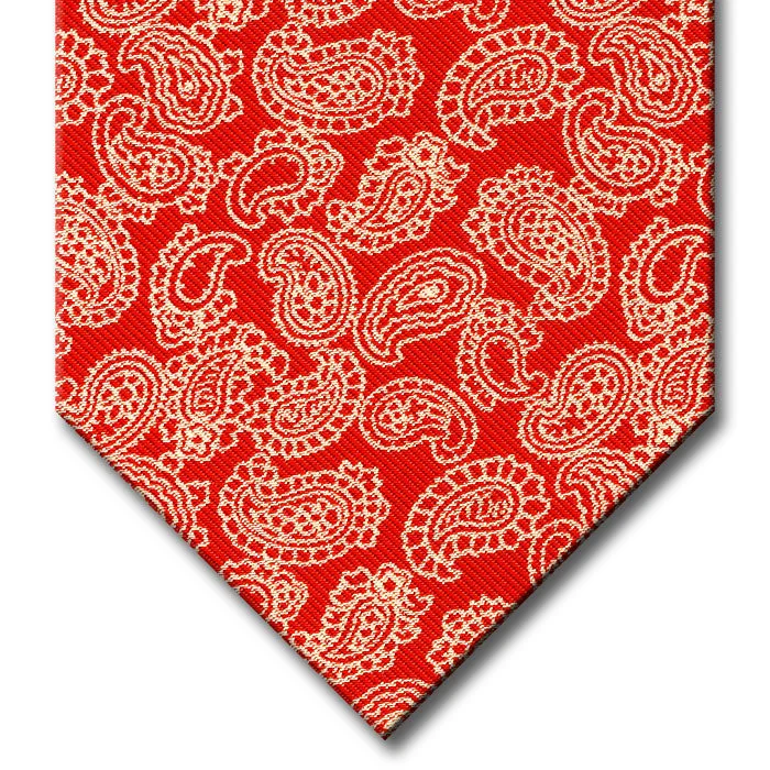 unique office silk tie options-Red with White Paisley Pattern Tie