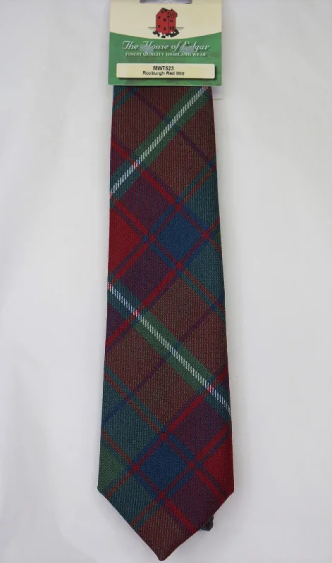 affordable silk necktie colors for weddings-Roxburgh Muted Red Tartan Tie