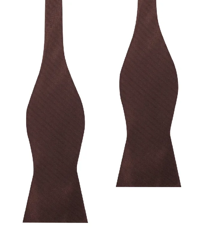 unique office silk tie options-Russet Brown Herringbone Self Bow Tie