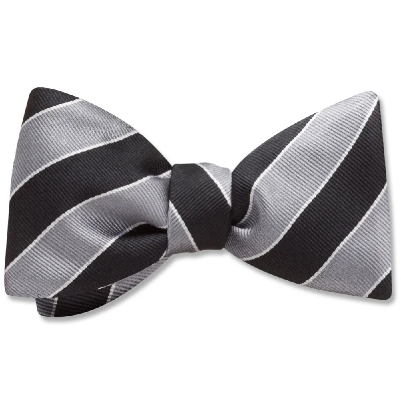 premium designer silk wedding ties-Scholastic Black/Silver - bow ties