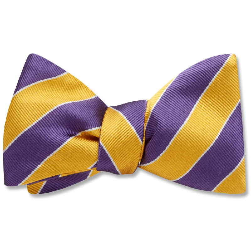 luxury silk necktie colors for weddings-Scholastic Purple/Gold - bow ties